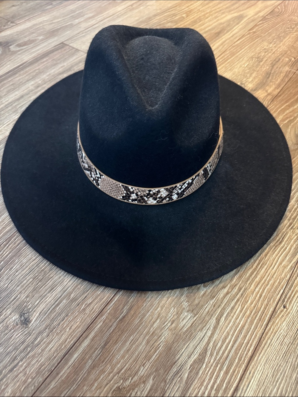 Black hat with snakeskin detail